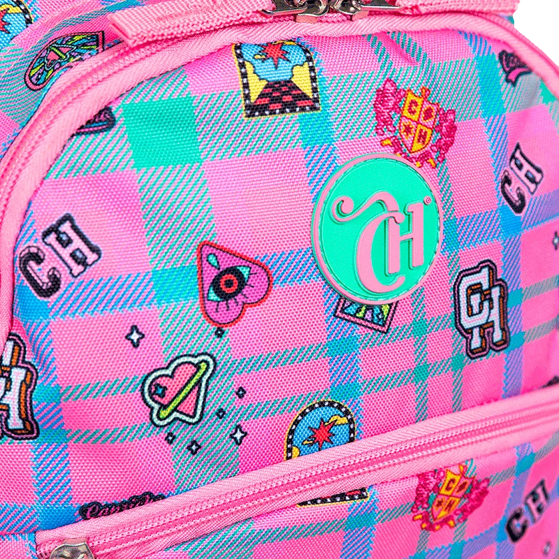 Mochila Grande 2 Compartimentos Capricho Student School - Rosa Claro