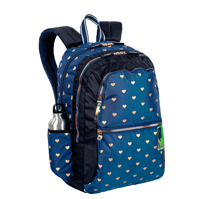 Mochila Grande 2 Compartimentos Capricho Wishes - Azul