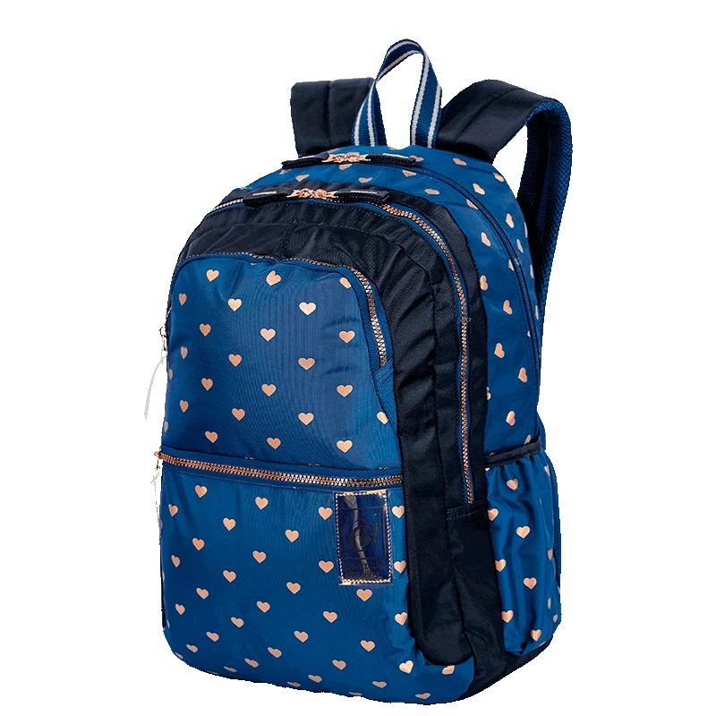 Mochila Grande 2 Compartimentos Capricho Wishes - Azul