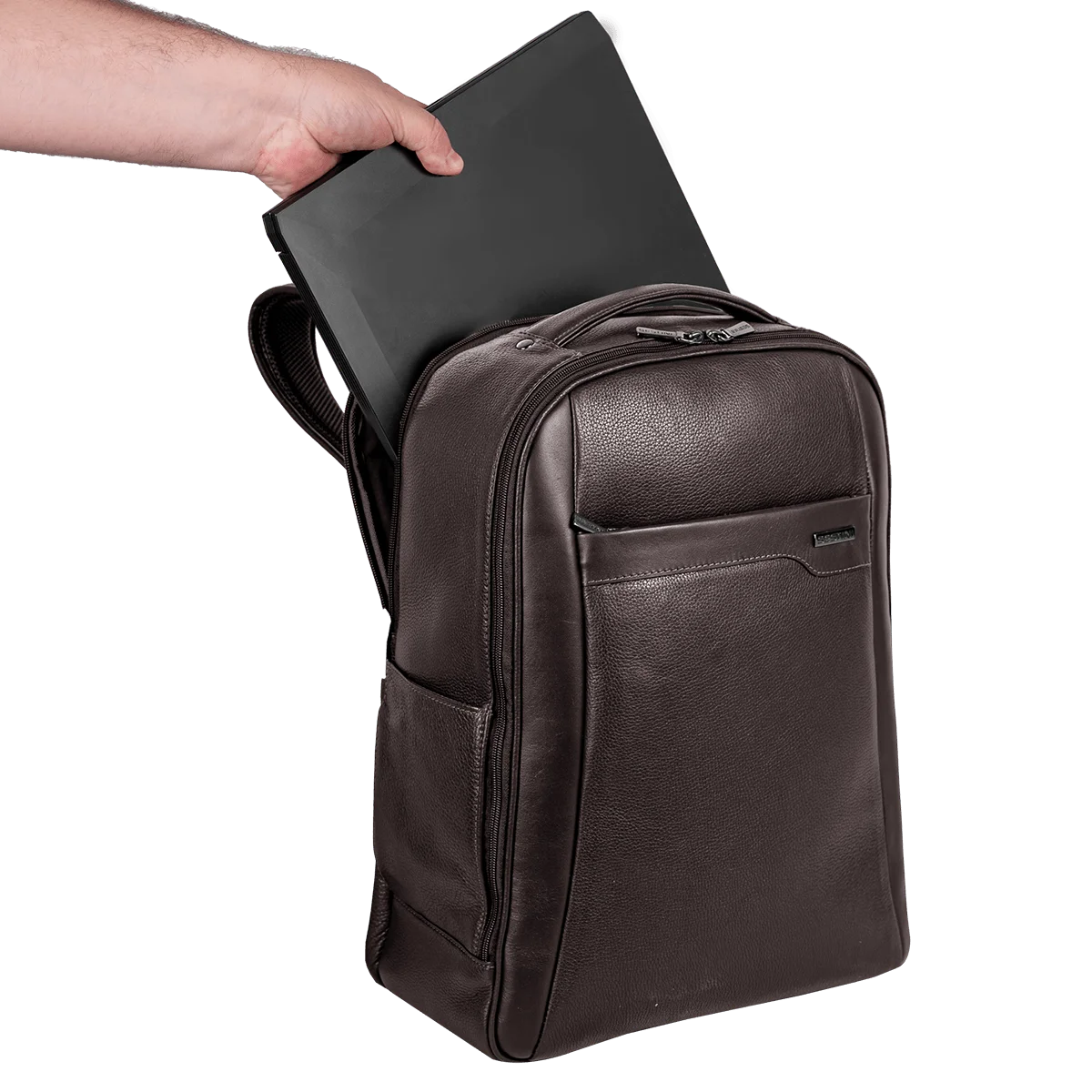 Mochila Grande 2 Compartimentos Notebook 15,6 Sestini Prime Couro - Café