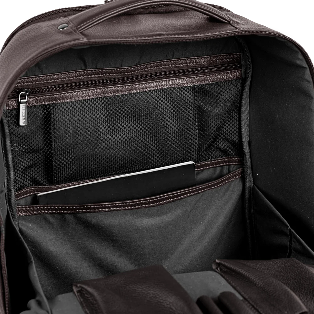 Mochila Grande 2 Compartimentos Notebook 15,6 Sestini Prime Couro - Café