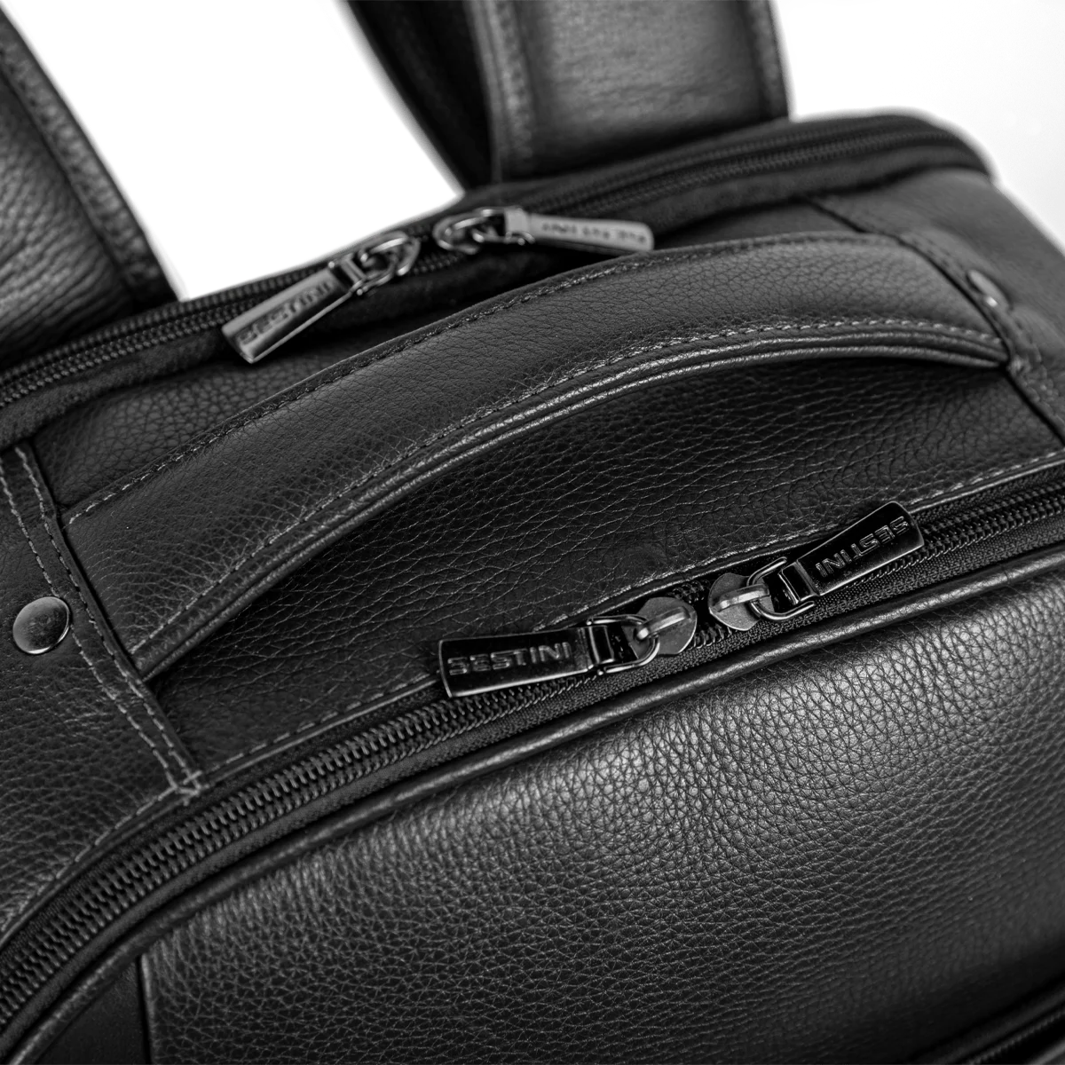 Mochila Grande 2 Compartimentos Notebook 15,6 Sestini Prime Couro - Preto