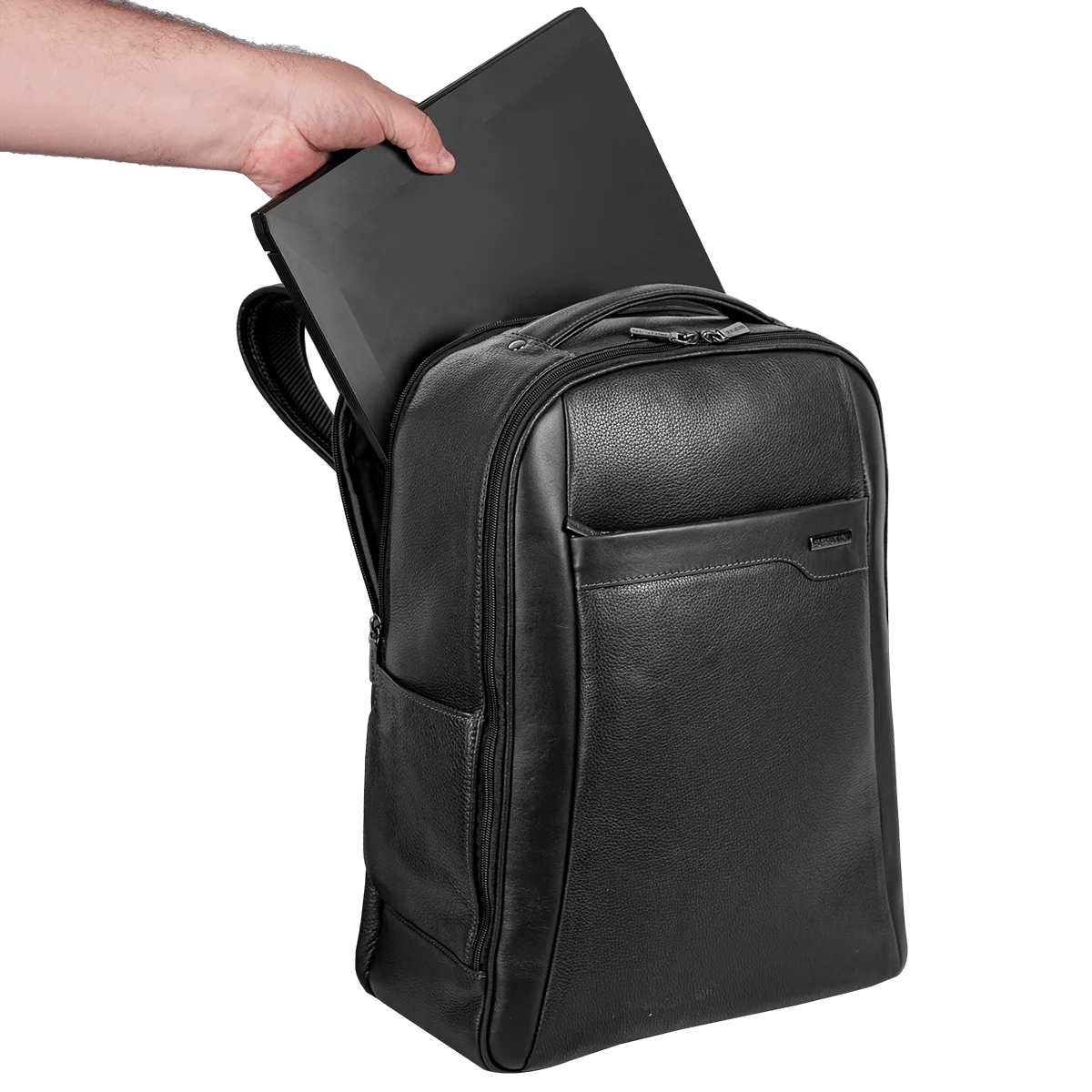 Mochila Grande 2 Compartimentos Notebook 15,6 Sestini Prime Couro - Preto