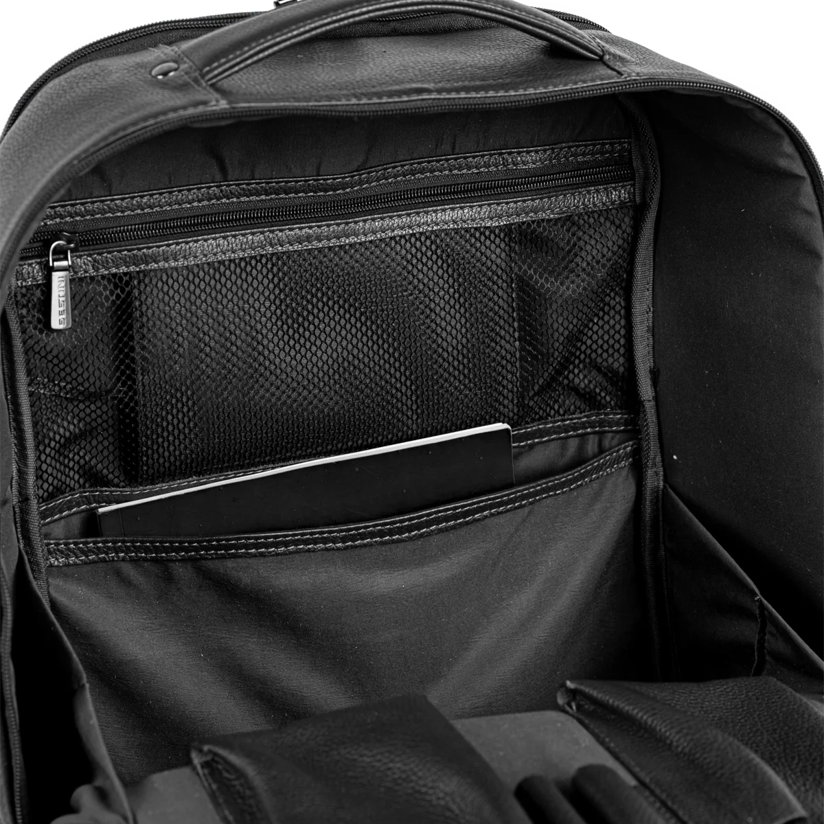 Mochila Grande 2 Compartimentos Notebook 15,6 Sestini Prime Couro - Preto