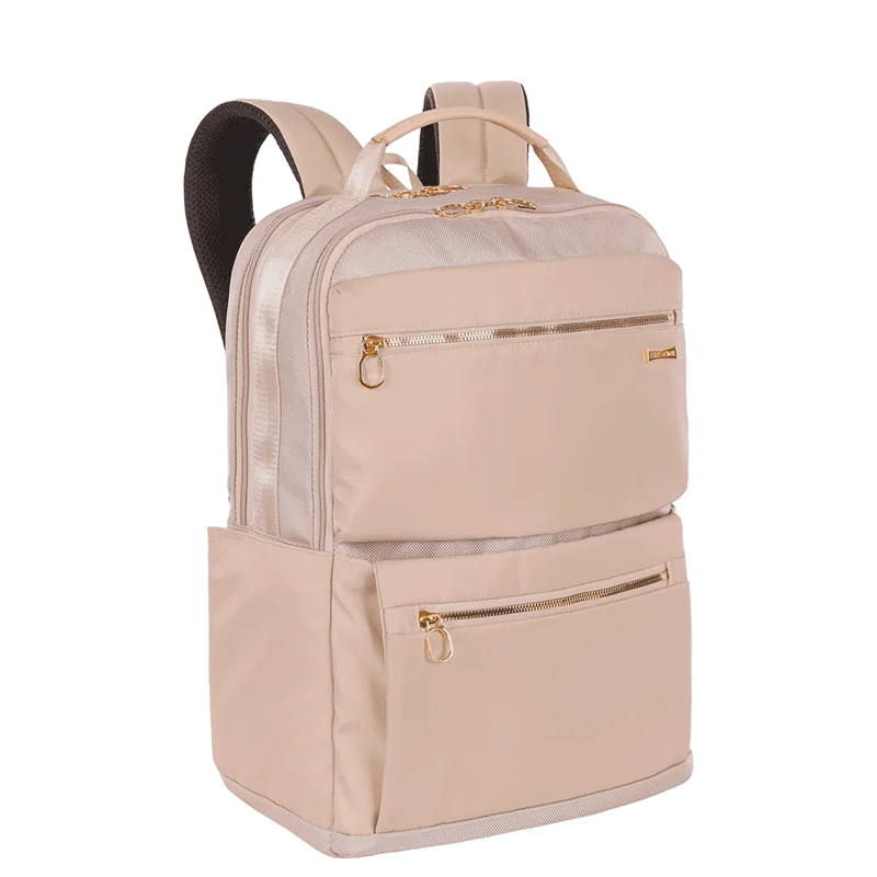 Mochila Grande 2 Compartimentos Notebook 15 Sestini Elegance Bege - Nude