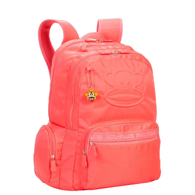 Mochila Grande 2 Compartimentos Paul Frank Classics Neon Laranja - Papaya
