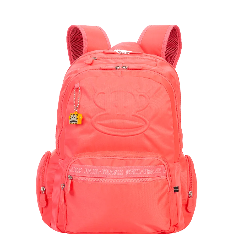 Mochila Grande 2 Compartimentos Paul Frank Classics Neon Laranja - Papaya