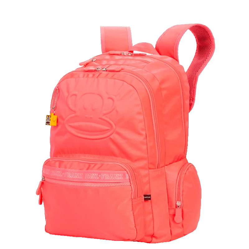 Mochila Grande 2 Compartimentos Paul Frank Classics Neon Laranja - Papaya