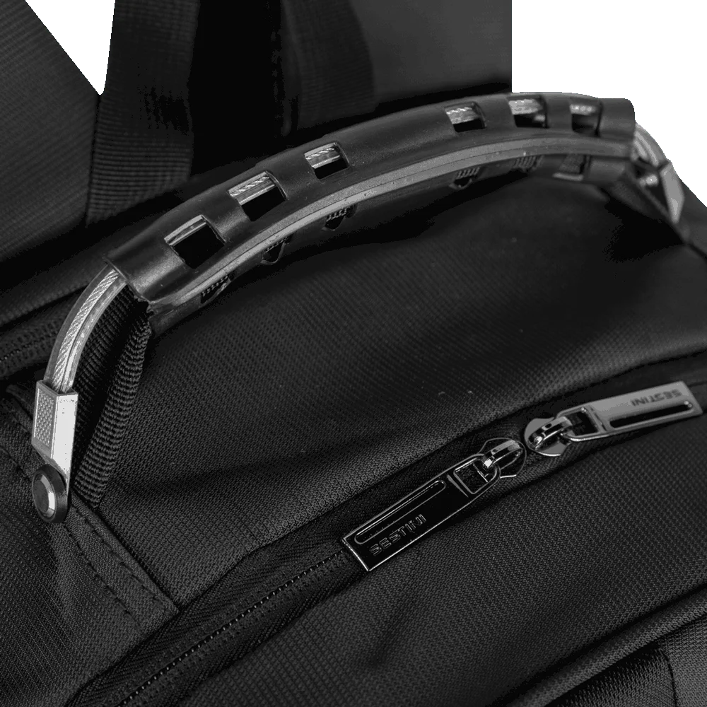 Mochila Grande 3 Compartimentos Com Cabo de Aço Notebook 17" Sestini Impact - Preto
