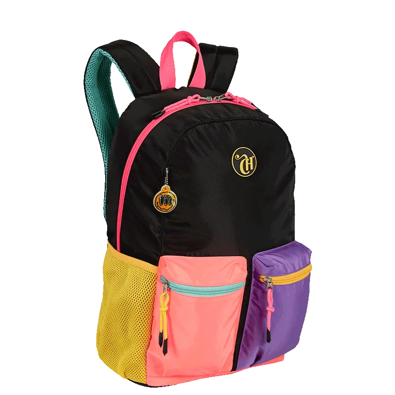 Mochila Grande Capricho Contrast - Preto e Rosa