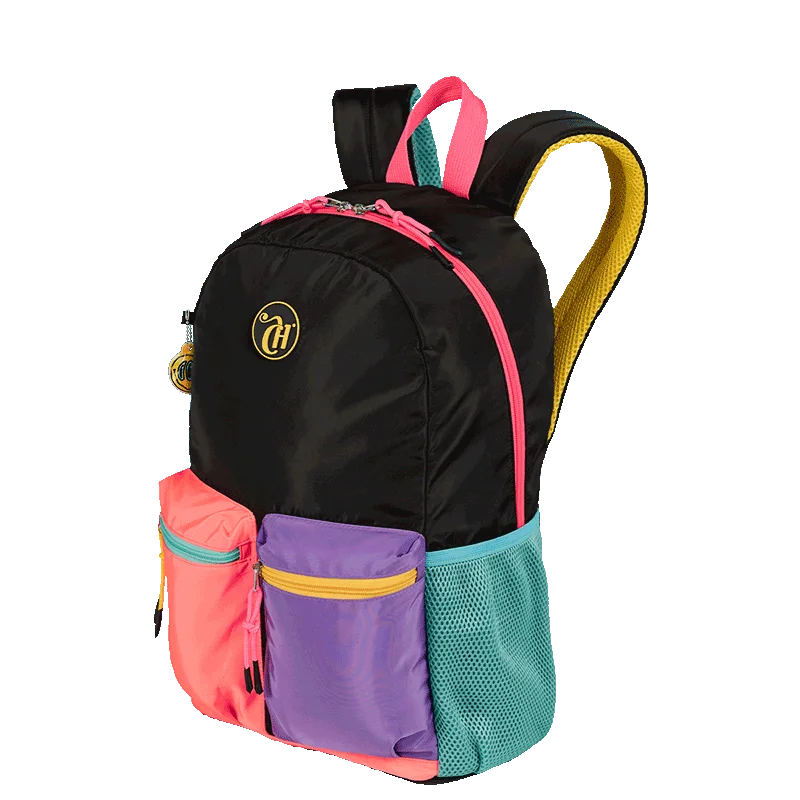 Mochila Grande Capricho Contrast - Preto e Rosa