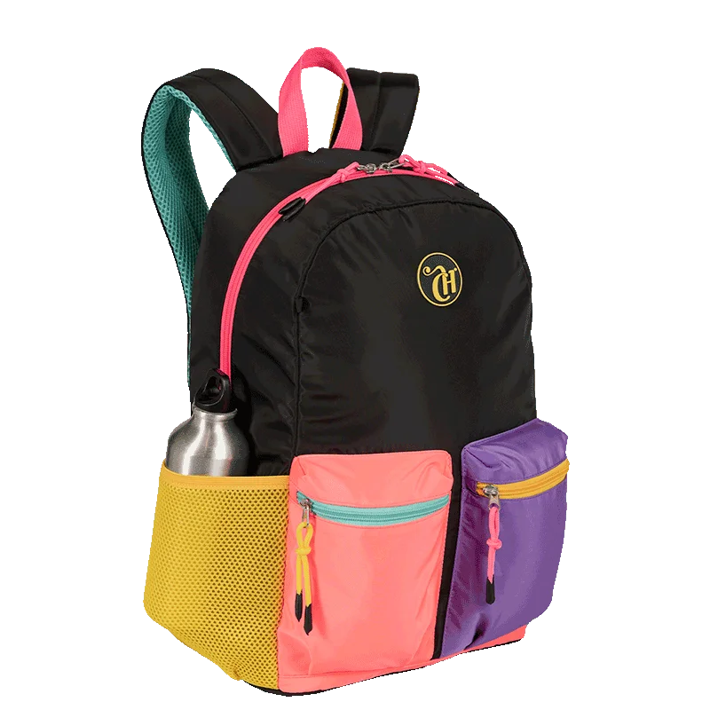 Mochila Grande Capricho Contrast - Preto e Rosa