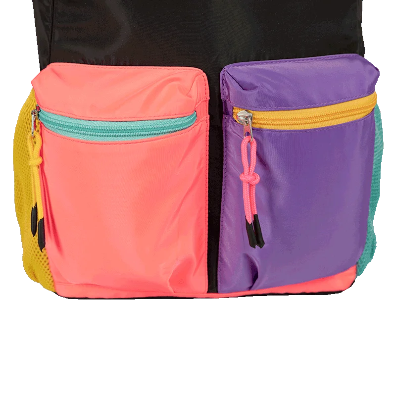 Mochila Grande Capricho Contrast - Preto e Rosa