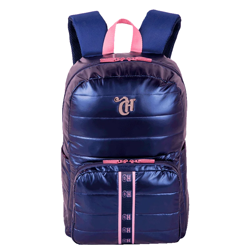 Mochila Grande Capricho Puffer Azul - Metálico