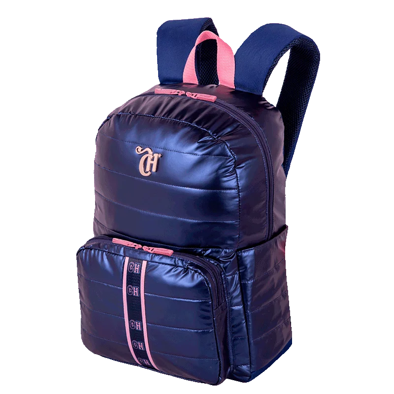 Mochila Grande Capricho Puffer Azul - Metálico