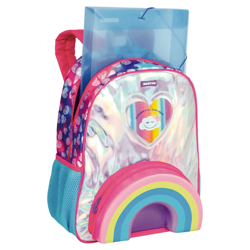 Mochila Grande Sestini 21X Arco Íris Colorido