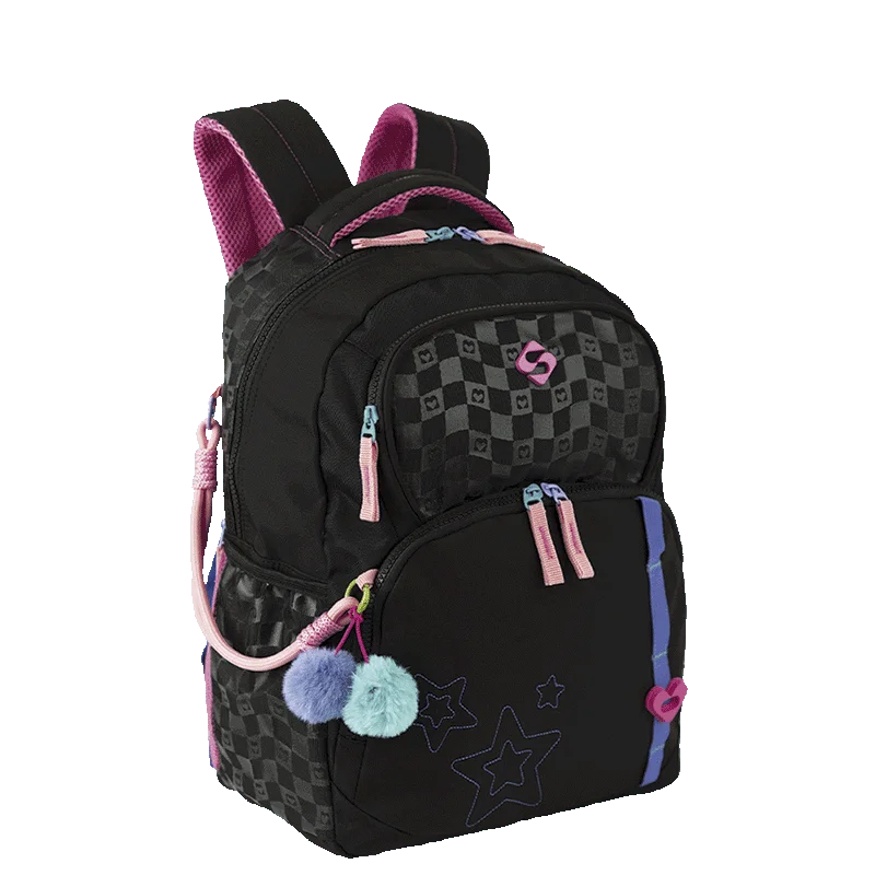 Mochila Grande Sestini Color Pop - Preto