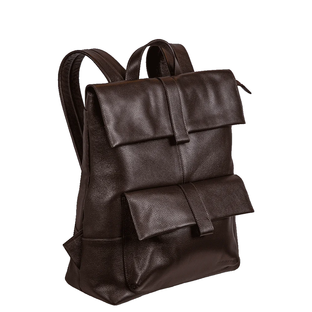 Mochila Grande de Couro com Tampa Notebook 15,6 Sestini Maya - Marrom