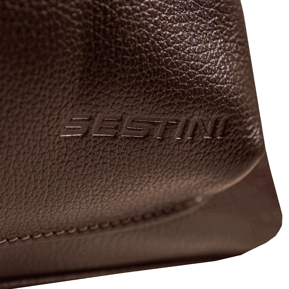 Mochila Grande de Couro com Tampa Notebook 15,6 Sestini Maya - Marrom
