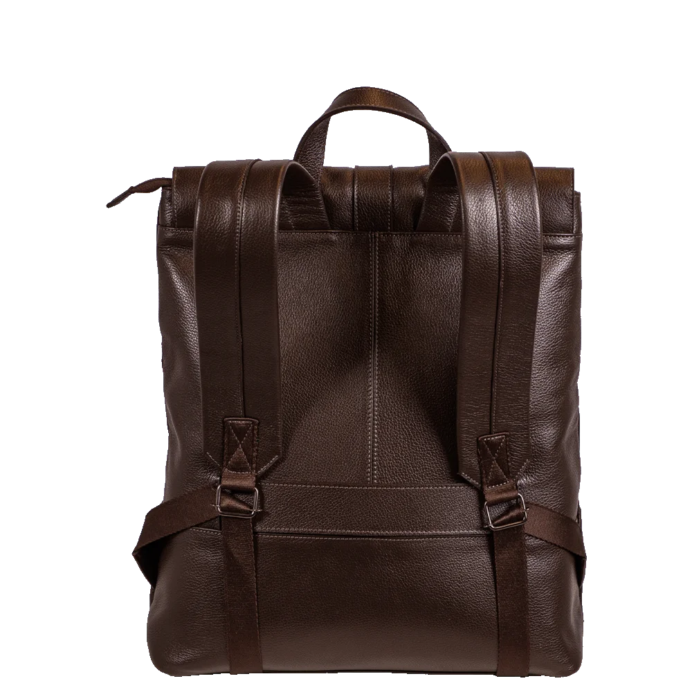 Mochila Grande de Couro com Tampa Notebook 15,6 Sestini Maya - Marrom