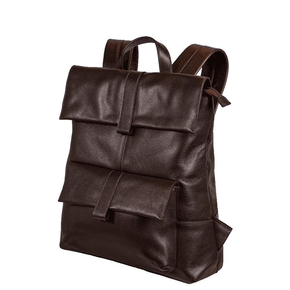 Mochila Grande de Couro com Tampa Notebook 15,6 Sestini Maya - Marrom