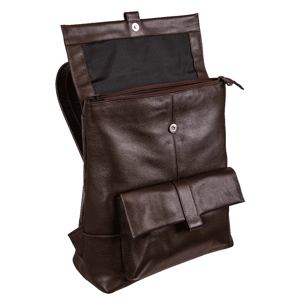 Mochila Grande de Couro com Tampa Notebook 15,6 Sestini Maya - Marrom