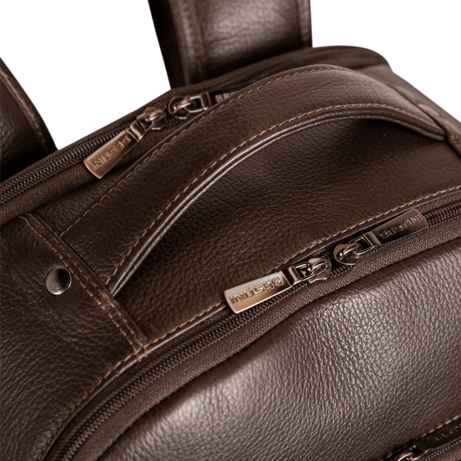 Mochila Slim 2 Compartimentos Notebook 15,6 Sestini Prime Couro - Café