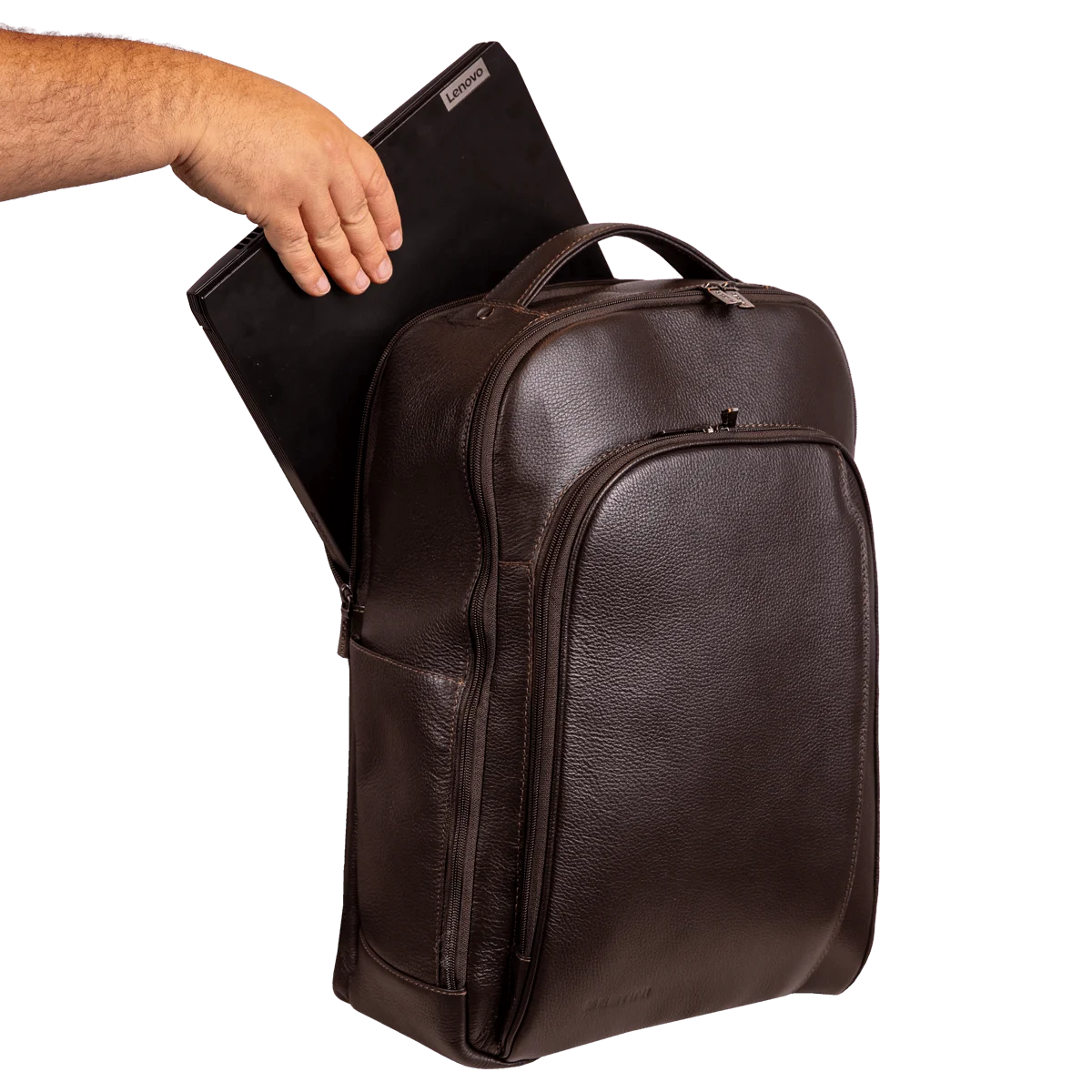 Mochila Slim 2 Compartimentos Notebook 15,6 Sestini Prime Couro - Café