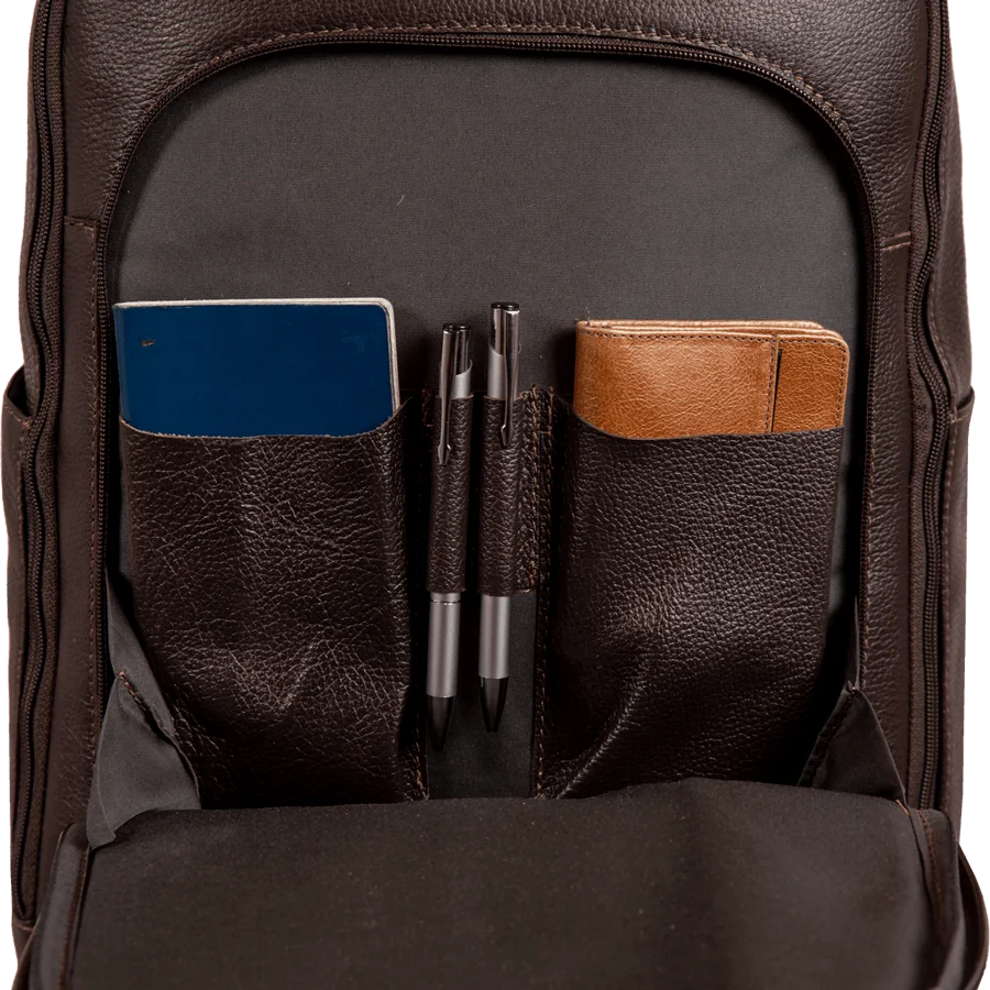 Mochila Slim 2 Compartimentos Notebook 15,6 Sestini Prime Couro - Café