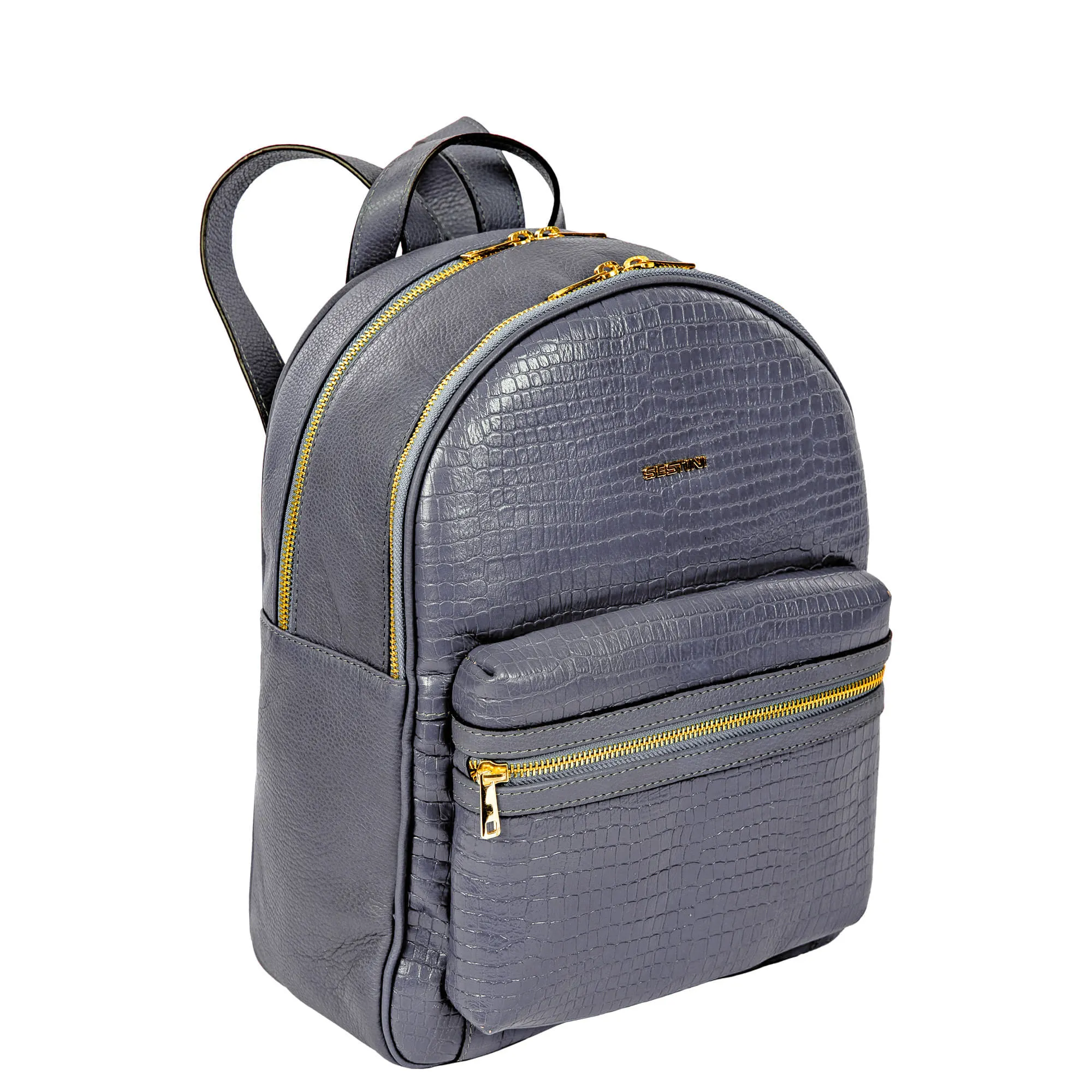 Mochila em Couro Grande Sestini Skin - Azul