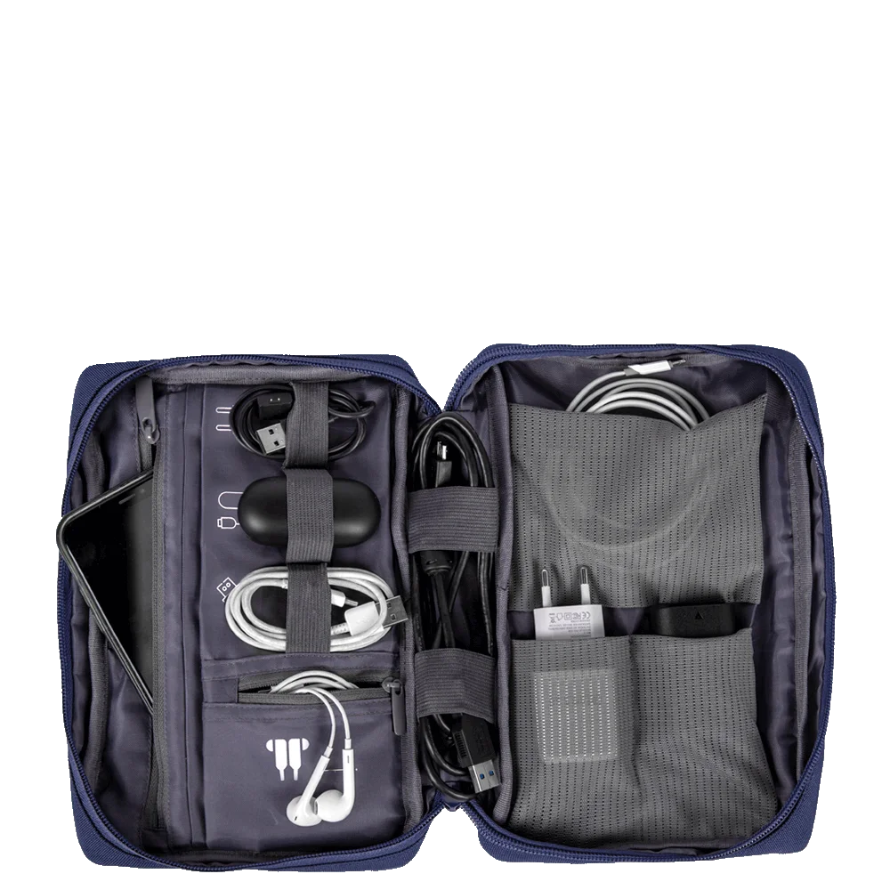 Necessaire Organizador de Cabos e Acessórios Eletronicos Azul - Marinho